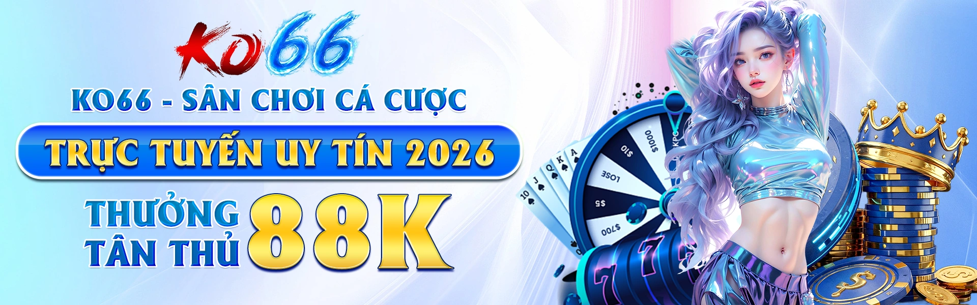 Banner KO66 về kho game phong phú, casino, game bài và các chuyên mục giải trí